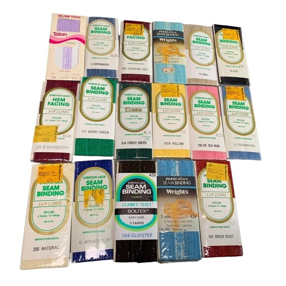 Vintage Assorted Seam Binding Lot - J&P Coats Talon & Wrights - Picture 1 of 8